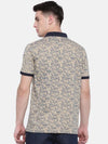 t-base Beige Polo Neck Printed T-Shirt