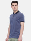 t-base Navy Polo Neck Solid T-Shirt