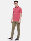 t-base Red Polo Neck Solid T-Shirt