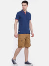 t-base Blue Polo Neck Solid T-Shirt